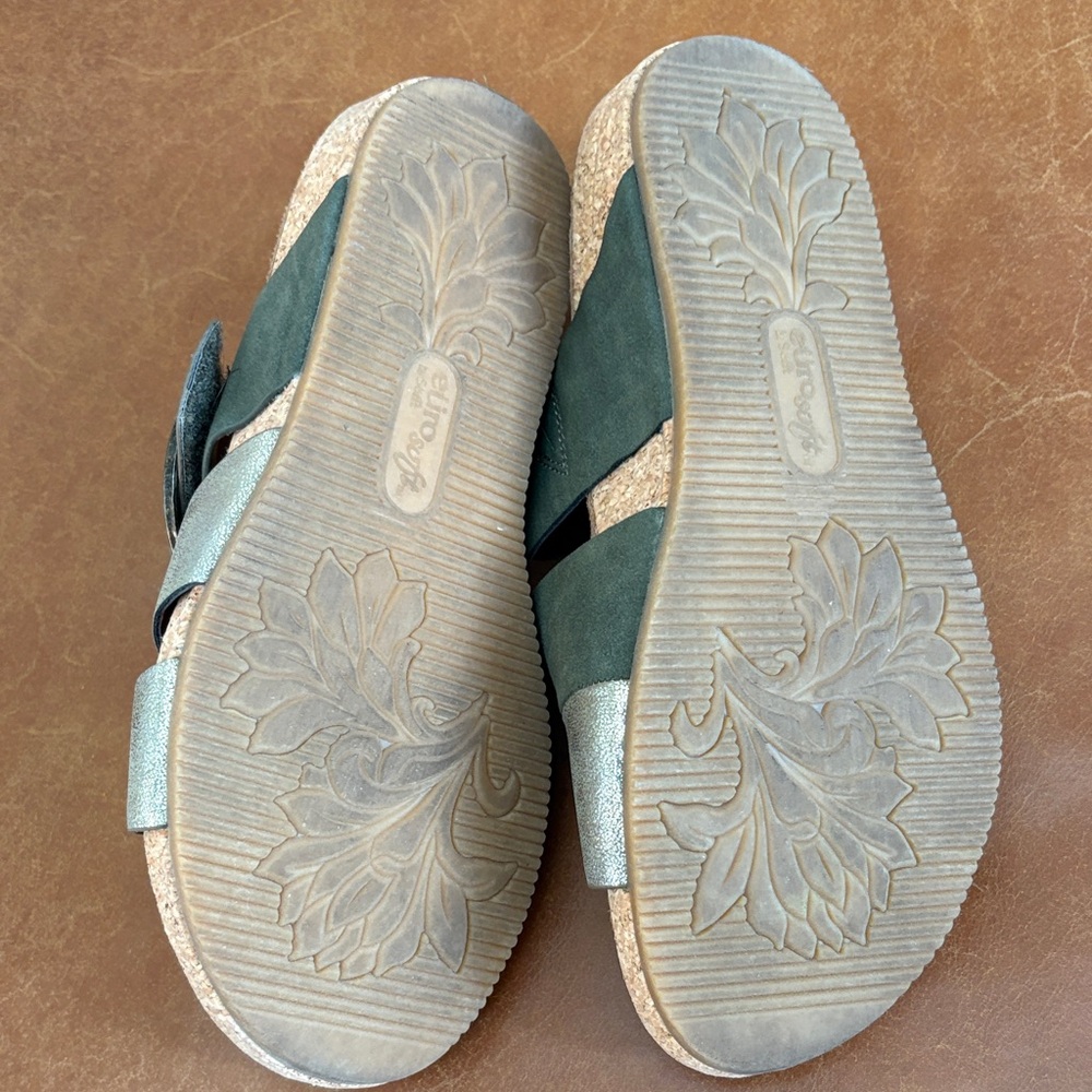 Metallic & Olive Green Slide Sandals - Picture 3 of 3